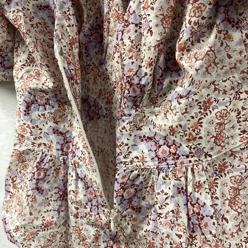 J Crew Collection Puff Sleeve Peplum Top Size 00 Floral Print